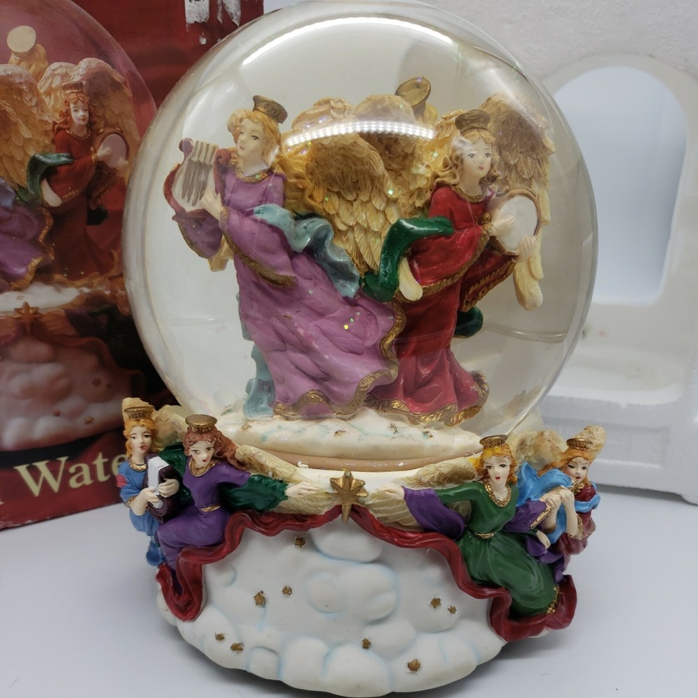 Large Musical Waterglobe Angels With Various Musical Instruments Great Cond box - Picture 2 of 12